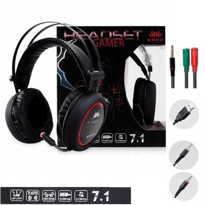 Imagem de Fone Headset Microfone Sistema Som virtual Surround 7.1 Jogos Gamer Com Adaptador KP401