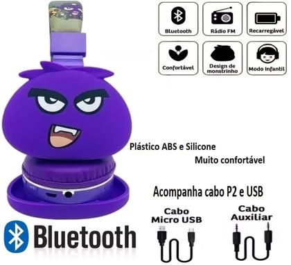 Imagem de Fone Jellie Monsters Roxo Bluetooth Infantil Headset Sem Fio
