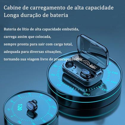 Imagem de Fone M10 Bluetooth 5.1 Sem Fio Preto TWS Microfone Resistente