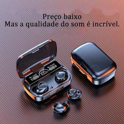 Imagem de Fone M10 Bluetooth 5.1 Sem Fio Preto TWS Microfone Resistente