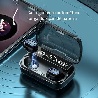 Imagem de Fone M10 Bluetooth 5.1 Sem Fio Preto TWS Microfone Resistente