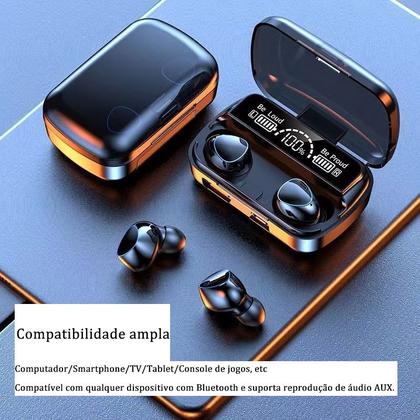 Imagem de Fone M10 Bluetooth 5.1 Sem Fio Preto TWS Microfone Resistente