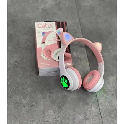 Imagem de Fone Ouvido Headphone Orelha Gato Bluetooth Infantil e Pulseira Led