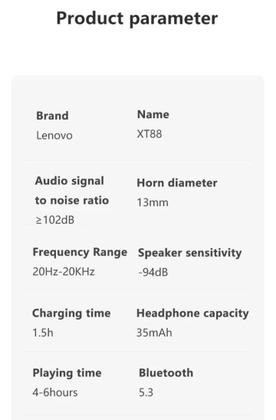 Imagem de Fone Ouvido Lenovo Xt88 Sem Fio Bluetooth 5.3 Thinkplus Xt88