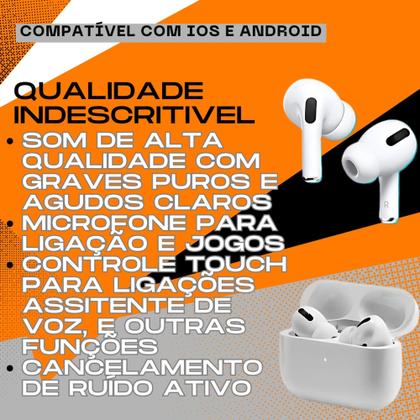 Imagem de Fone Ouvido Sem Fio Bluetooth 5.3 Compativel iPhone 16 15 14 13 12 11 Air Pró Cancelamento de Ruído