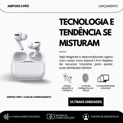 Imagem de Fone Ouvido Sem Fio Bluetooth 5.3 Compativel iPhone 16 15 14 13 12 11 Air Pró Cancelamento de Ruído