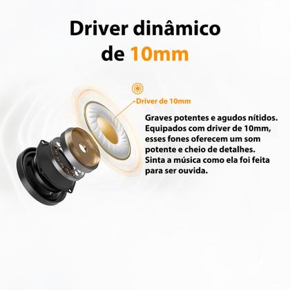 Imagem de Fone QCY Buds T43 TWS 5.3 com Microfone, IPX4, Até 35h de Bateria