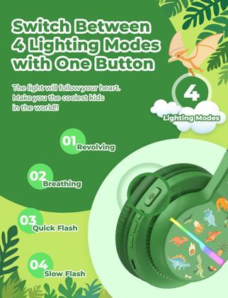 Imagem de Fones de ouvido Bluetooth iClever BTH12 Kids com LED 85H Playtime