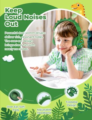 Imagem de Fones de ouvido Bluetooth iClever BTH12 Kids com LED 85H Playtime