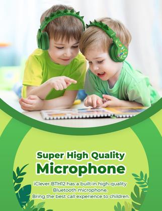 Imagem de Fones de ouvido Bluetooth iClever BTH12 Kids com LED 85H Playtime