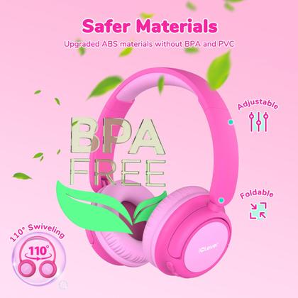 Imagem de Fones de Ouvido Bluetooth iClever BTH22 Kids - 60h de Reprodução - Rosa