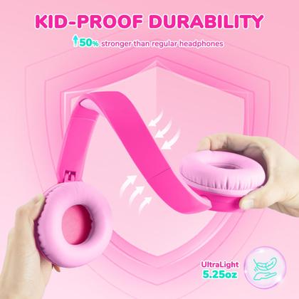 Imagem de Fones de Ouvido Bluetooth iClever BTH22 Kids - 60h de Reprodução - Rosa