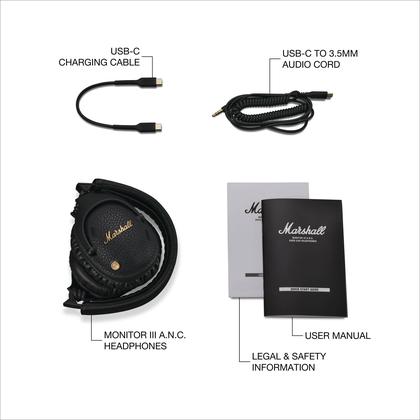 Marshall MonitorⅢ A.N.C Marshall Monitor III ANC. Fones de ouvido Bluetooth over-ear -