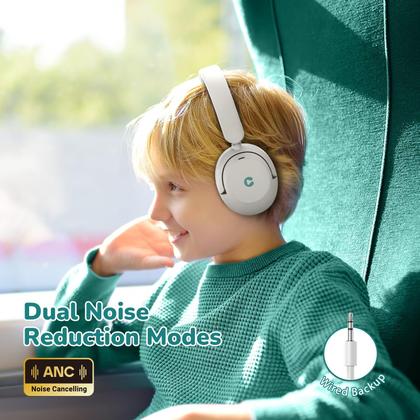 Imagem de Fones de ouvido iClever BTH20 Active Noise Cancelling Kids brancos e verdes