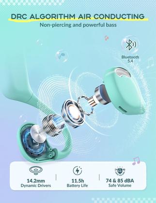 Imagem de Fones de ouvido iClever Kids Bluetooth 5.4 Air Conduction Open Ear