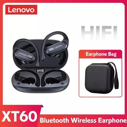 Imagem de Fones De Ouvido Lenovo-ERAZER XT60 Esportes Sem Fio Bluetooth com Microfone Preto