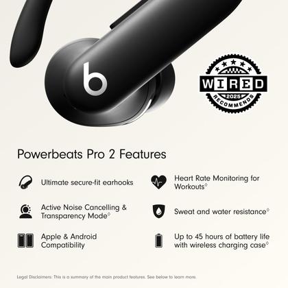 Fones de ouvido sem fio Bluetooth Beats Powerbeats Pro 2 - pretos