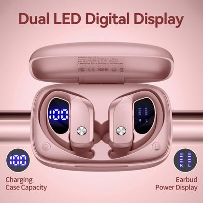 Imagem de Fones de Ouvido Sem Fio bmani T16 com LED Rosa - Bluetooth