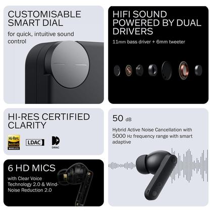 Imagem de Fones de Ouvido Sem Fio CMF Buds Pro 2 - Áudio de Alta Resolução com LDAC - Cinza Escuro