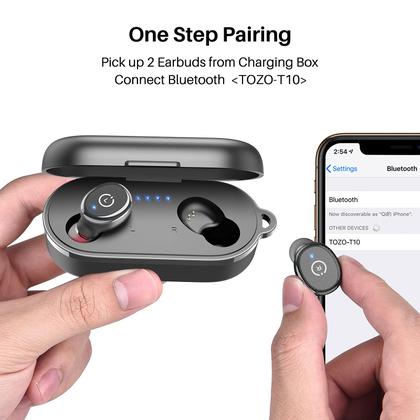 Imagem de Fones de Ouvido Sem Fio TOZO T10 Bluetooth 5.3 com Case de Carregamento Preto