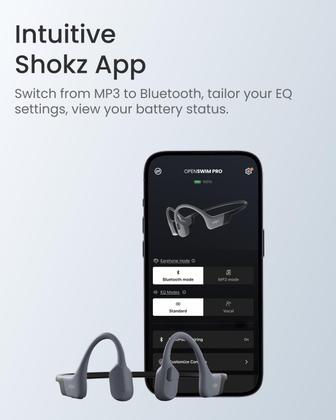 Fones de ouvido SHOKZ OpenSwim Pro cinza IP68 à prova d'água com