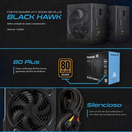 Imagem de Fonte 500w fortrek black hawk 80plus