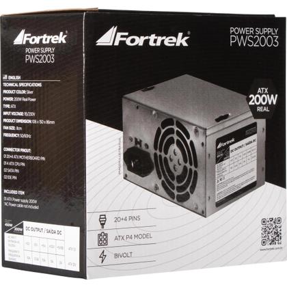 Imagem de Fonte Atx 200w Real 24 Pinos para PC Fortrek Bivolt