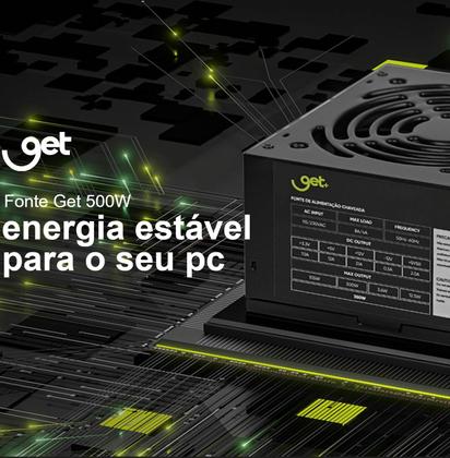 Imagem de Fonte ATX 500W Real Get com Cabo de Força Bivolt Preto