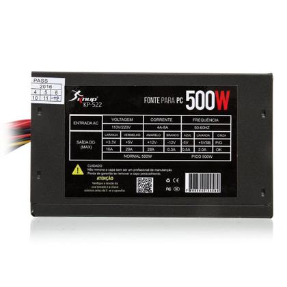 Imagem de Fonte ATX 500W Real Para Computador Gamer ou Comum Bivolt - Foneng-Knup
