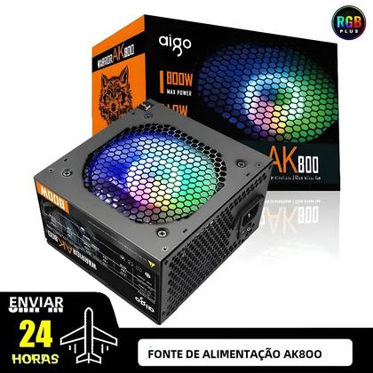 Imagem de Fonte ATX Aigo AK PC Gamer - 500W a 1000W com Ventilador RGB de 120mm