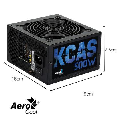 Imagem de Fonte ATX sem Cabo 500W AeroCool KCAS PT 80 Plus Bronze Alta Eficiencia Energetica Gamer Cooler Jogos