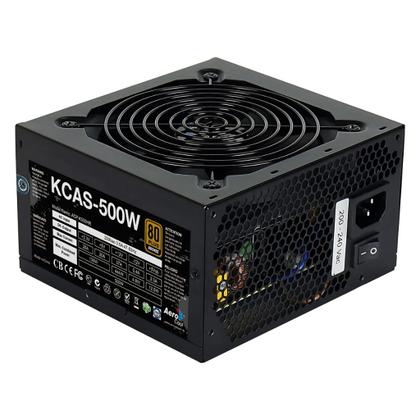 Imagem de Fonte ATX sem Cabo 500W AeroCool KCAS PT 80 Plus Bronze Alta Eficiencia Energetica Gamer Cooler Jogos