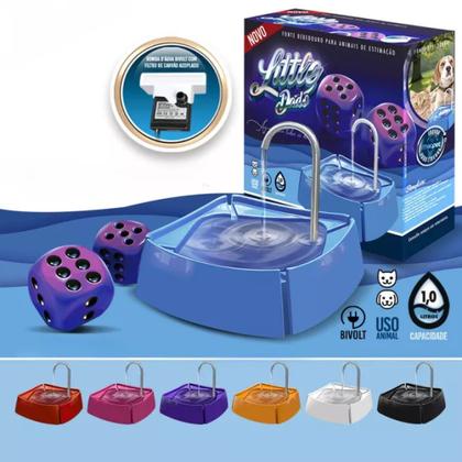 Imagem de Fonte Bebedouro 1L Gatos Cães Automático Little Pet Bivolt Azul