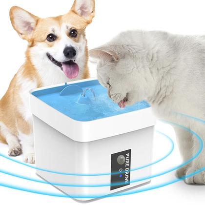 Imagem de Fonte Bebedouro Agua Automatico Sensor Movimento 1,5 Litros Animais Gato Pet Caes Cachorro Filtro Limpeza Purifica Silencioso Hidrataçao Animais Bichi