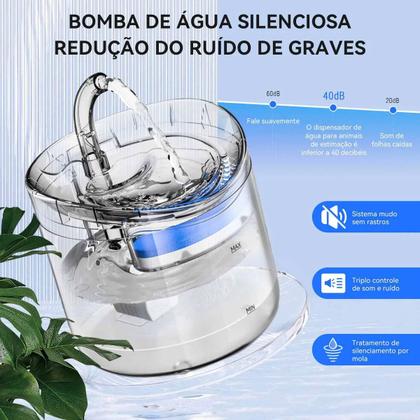 Imagem de Fonte Bebedouro Agua Gato Pet Caes 2 Litros Automatico Silencioso Usb Bomba Filtro Petshop Hidrataçao Transparente