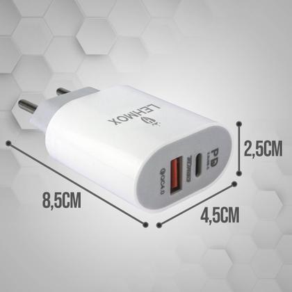 Imagem de Fonte Carregador Celular Duo Turbo 40w Tipo C USB Com Cabo