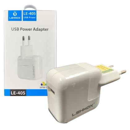 Imagem de Fonte Carregador Para Celular Usb 5v 12w Branco Anatel LE-405 Lehmox