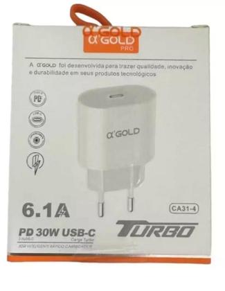 Imagem de Fonte Carregador PD USB TYPE-C 30W Turbo Rápido A'GOLD Tomada Android e IOS lightning (CA31-4)