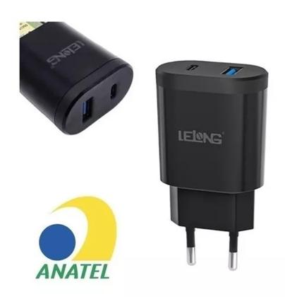 Imagem de Fonte Carregador  Tomada Turbo Usb E Tipo C Plug Adaptador Fonte - LeLong