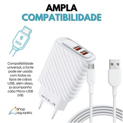 Imagem de Fonte carregador Turbo 2 USB com Cabo USB