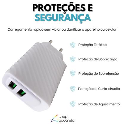 Imagem de Fonte carregador Turbo 2 USB com Cabo USB