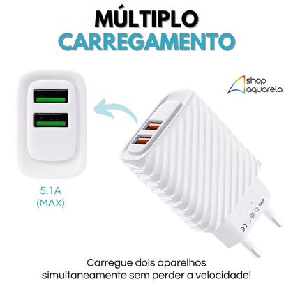 Imagem de Fonte carregador Turbo 2 USB com Cabo USB