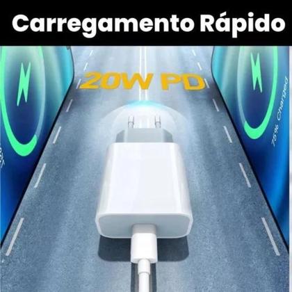 Imagem de Fonte Carregador Turbo 20W + Cabo USB-C Lightning Compatível com Iphone