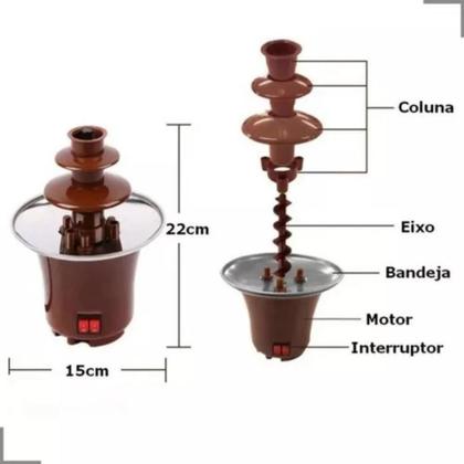 Imagem de Fonte Cascata Chocolate Fondue Celebrações Frutas Uva 110V: