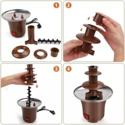 Imagem de Fonte Cascata Chocolate Fondue para Celebrações com Frutas Uva 110V: Uma Festa para os Sentidos