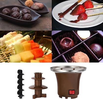 Imagem de Fonte Chocolate Cascata Fondue Maquina Elétrica Tomada Torre 3 Andares