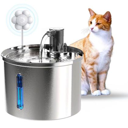 Imagem de Fonte De Água Pet Aço Inoxidável 304 Bebedouro Gato e Cachorro 3.2L Tigela Inox Com Opção De Sensor