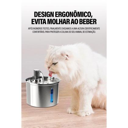 Imagem de Fonte De Água Pet Aço Inoxidável 304 Bebedouro Gato e Cachorro 3.2L Tigela Inox Com Opção De Sensor