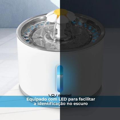 Imagem de Fonte De Água PET Bebedouro Automático 2.4L Para Cães e Gatos LED Automático