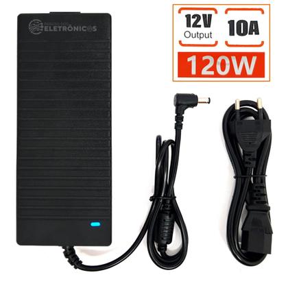 Imagem de Fonte De Alimentação 12V 10A Com 120W Para Eletrônicos, Fitas LED e Câmera CFTV TB041951